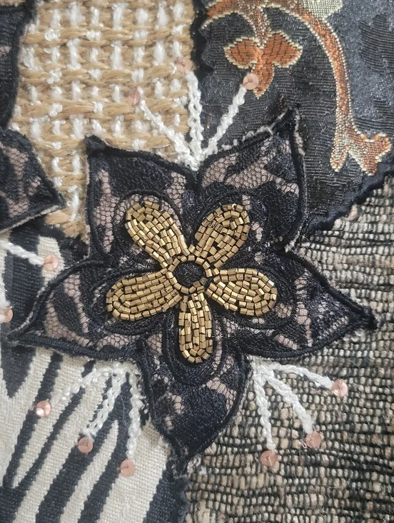 Coldwater Creek Vintage Mixed Media Ornate Patchwork Jacket Size M - Picture 6 of 16